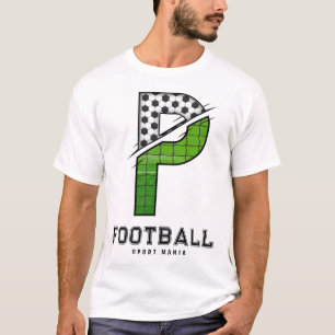 Fußballtextur Initial Sportliche Typografie T-Shirt