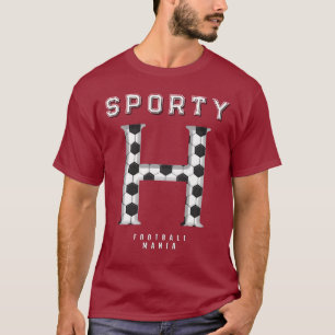 Fußballtextur Initial Sportliche Typografie T-Shirt