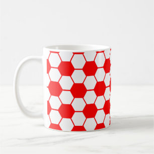Fußballtextur - Weiß und Rot Kaffeetasse