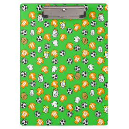 Fußballthema mit Orange Gold Shirts Klemmbrett