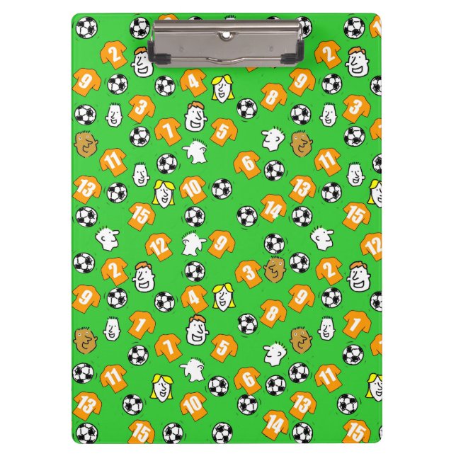 Fußballthema mit Orange Gold Shirts Klemmbrett (Vorderseite)