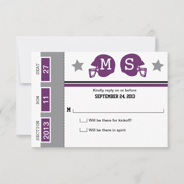 Fußballticket Hochzeit RSVP Karte (Vorderseite)