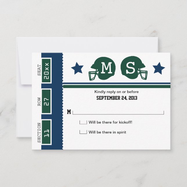 Fußballticket Hochzeit RSVP Karte (Vorderseite)
