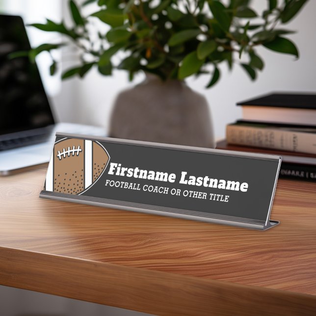 Fußballtrainer oder Lehrer - Moderner Zeichn Schreibtischnamensplakette (Personalized Sports Theme Desk Name Plate - Great Coach Appreciation Gift or Locker room Decor)