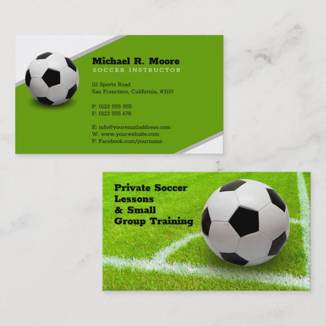 Fußballtrainer | Sportgeschenke Grün Visitenkarte (Vorne/Hinten)