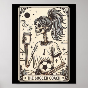 Fußballtrainer-Tarotkarte Halloween-Skelett Fußbal Poster