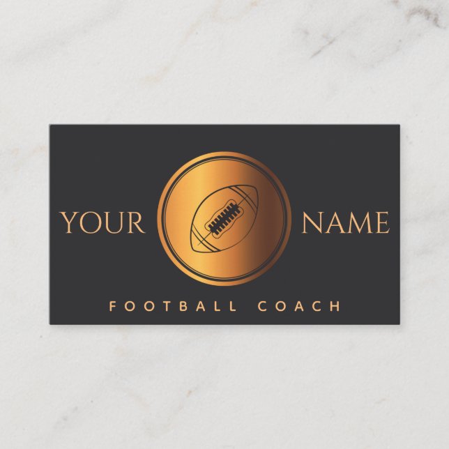 Fußballtrainer Team Modernes Gold Black Sport Visitenkarte (Vorderseite)