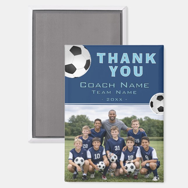 Fußballtrainer-Teamfoto-Dankeschön Magnet (Vorderseite/Rückseite)