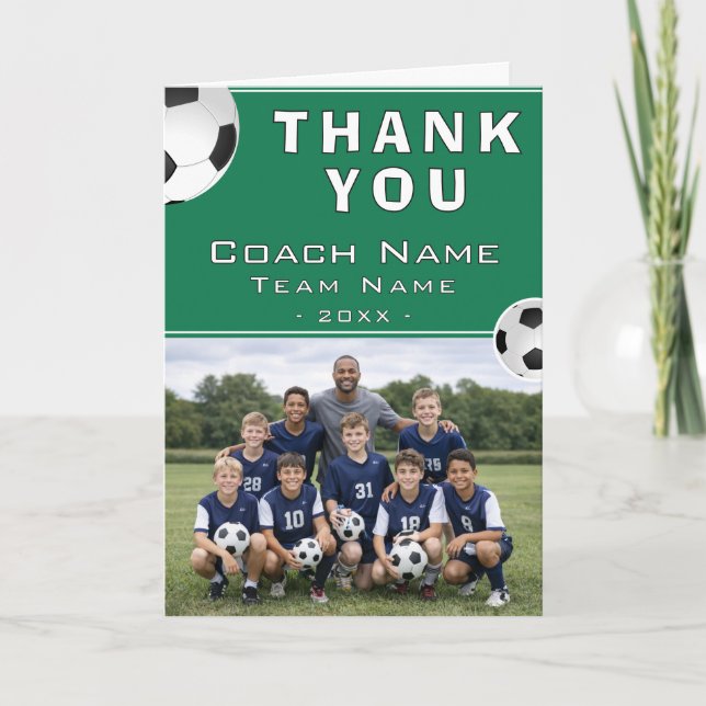 Fußballtrainer-Teamfoto Dankeskarte (Vorderseite)