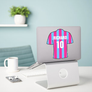 Fußballtrikot-Design in Bordeauxrot und Blau. Aufk Aufkleber