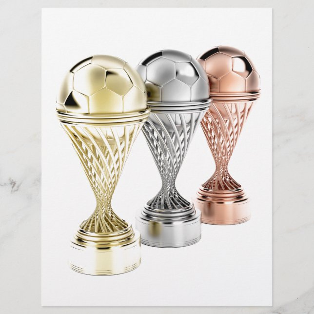 Fußballtrophäen aus Gold, Silber und Bronze (Vorderseite)