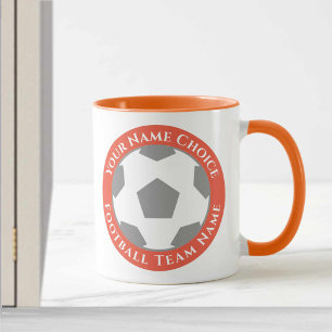 Fußballverein Design in orangem Becher Tasse