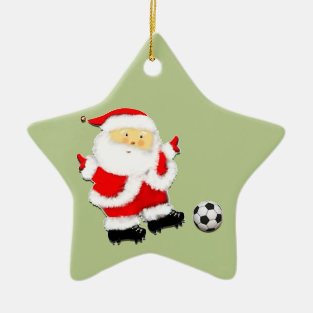 Fußballweihnachtskuchen Keramik Ornament (Vorne)