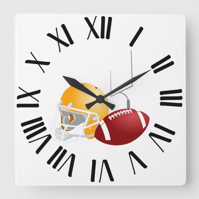 Fußballzeit Quadratische Wanduhr (Vorderseite)