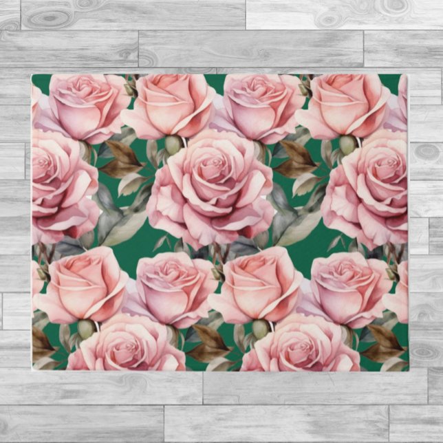 Fußbodenmatte - Rosa Rosen und Grün Fußmatte (Von Creator hochgeladen)