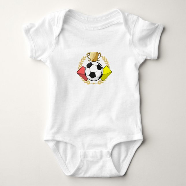 Fußbodenrote und gelbe Karte Trophäe Baby Strampler (Vorderseite)