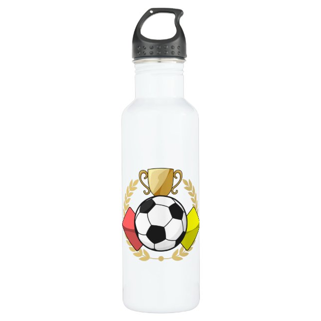 Fußbodenrote und gelbe Karte Trophäe Edelstahlflasche (Vorderseite)