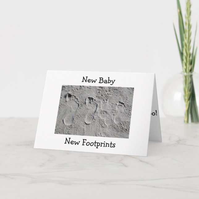 FUSSDRUCKE IN DEN SAND/NEW BABY-GRATULATIONEN KARTE (Vorderseite)