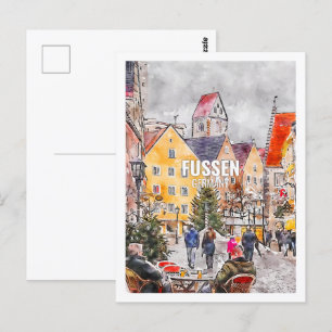 Fussen Deutschland Fame Travel Place Watercolor Postkarte