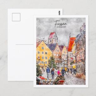 Füssen Deutschland Reiseort Wasserfarbe Postkarte
