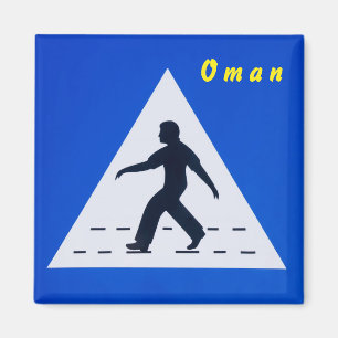 Fußgängerübergangsschild in Omani - Muscat, Oman Magnet