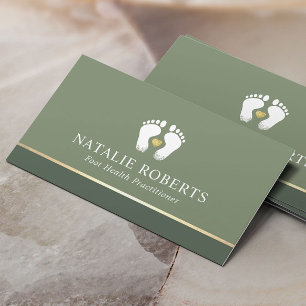 Fußmassage Therapeut Podiatrist Sage Green WELLNES Visitenkarte