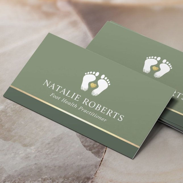 Fußmassage Therapeut Podiatrist Sage Green WELLNES Visitenkarte (Von Creator hochgeladen)