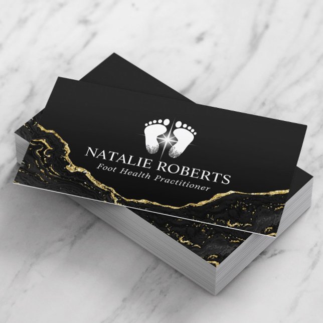 Fußmassage Therapie Moderner Schwarzer Gold Podiat Visitenkarte (Von Creator hochgeladen)
