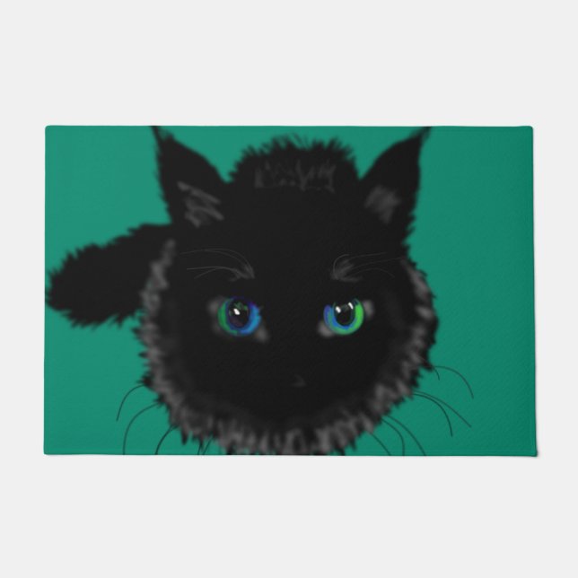 Fußmatte mit schwarzer Katze (Vorderseite)