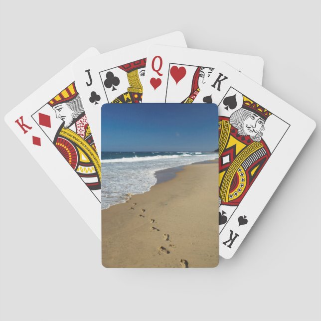 Fußspuren am Strand, in Mabibi, in Thailand Spielkarten (Rückseite)