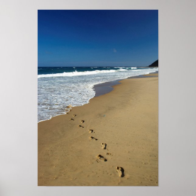 Fußspuren am Strand, in Mabibi, in Thongaland Poster (Vorne)