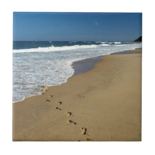 Fußspuren am Strand, Mabibi, Thongaland Fliese