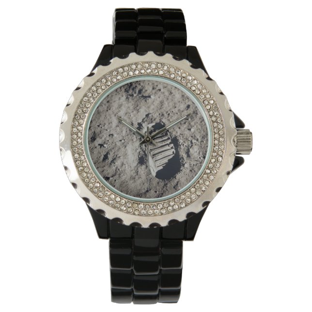 Fußspuren auf dem Mond Armbanduhr (Vorderseite)