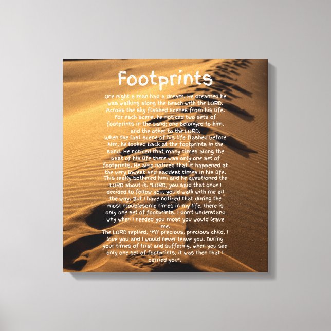 Fußspuren Gebet Glaubensbasierte Leinwand Kunst (Vorderseite)
