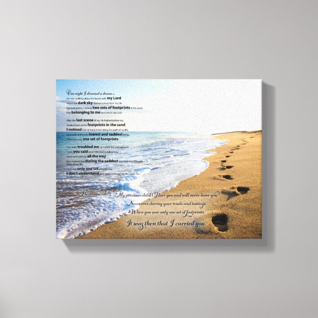 Fußspuren im Sand Gedicht 10x8 Leinwanddruck (Vorderseite)