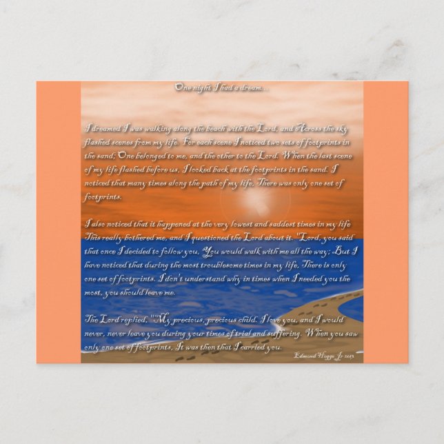 Fußspuren im Sandgedicht Postkarte (Vorderseite)