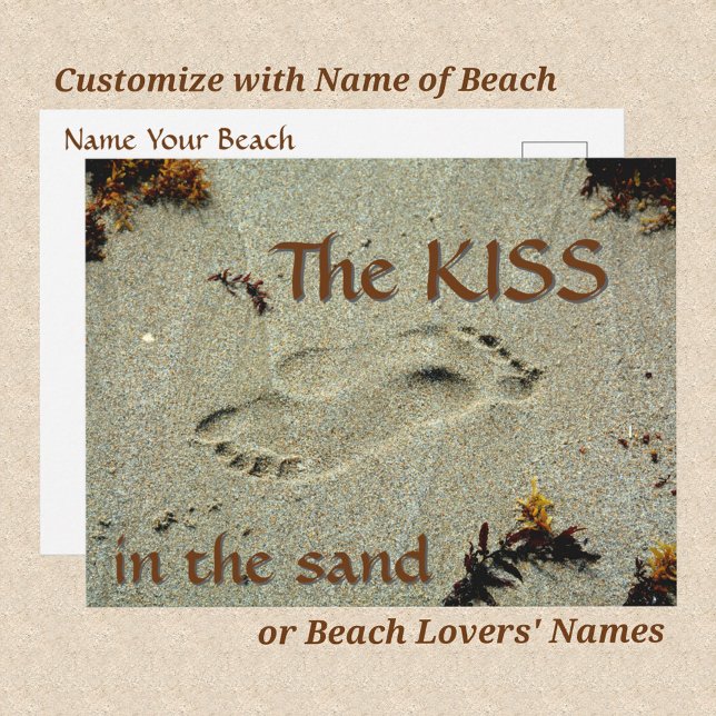 Fußspuren in Sand The Kiss Romantic Beach Postkarte (Von Creator hochgeladen)