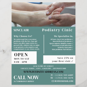 Fußuntersuchung Portrait, Podologie-Klinik, Podolo Flyer