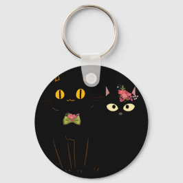 Fussy Black Cats Gelbe Augen Schlüsselanhänger