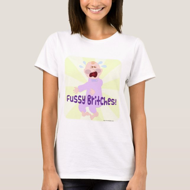 Fussy Britches Niedlich Cartoon Baby Character Art T-Shirt (Vorderseite)