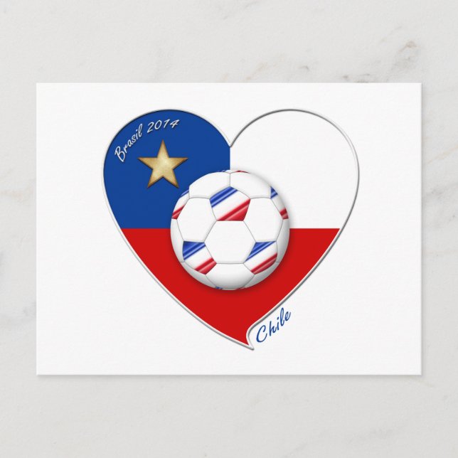 Fútbol "CHILE" 2014. Chilean National Soccer Postkarte (Vorderseite)