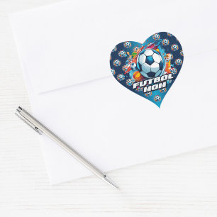 Futbol Mama Soccer Ball Muster Herz-Aufkleber