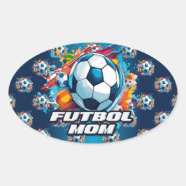 Futbol Mama Soccer Ball Muster Ovaler Aufkleber