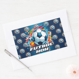 Futbol Mama Soccer Ball Muster Rechteckiger Aufkleber