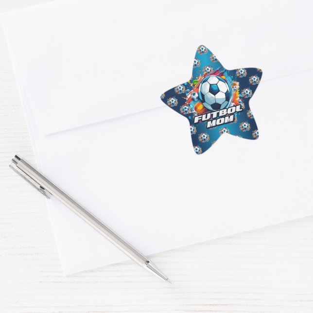 Futbol Mama Soccer Ball Muster Stern-Aufkleber (Von Creator hochgeladen)