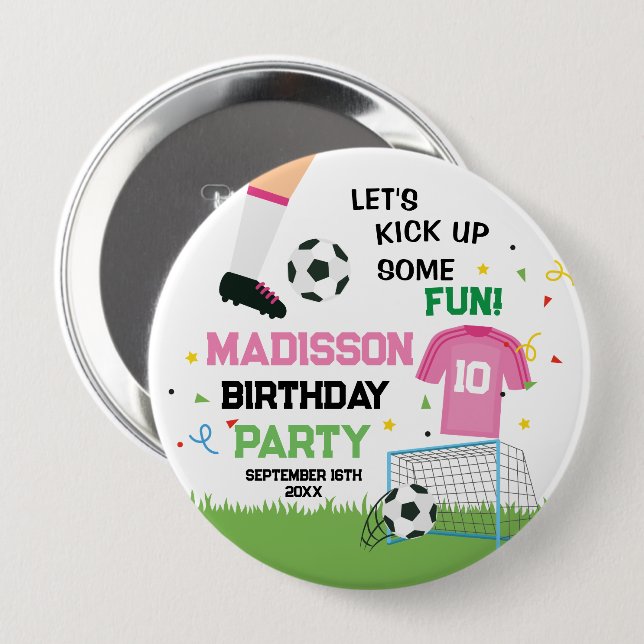 Futbol Soccer Birthday party  Button (Vorne & Hinten)