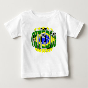Futebol Fünf-Sternegeschenke runden Brasilien Baby T-shirt