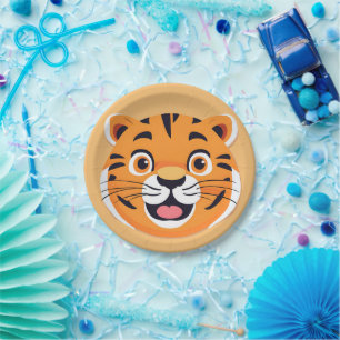 Futiger tiger Face Safari Wilder Dschungel Geburts Pappteller