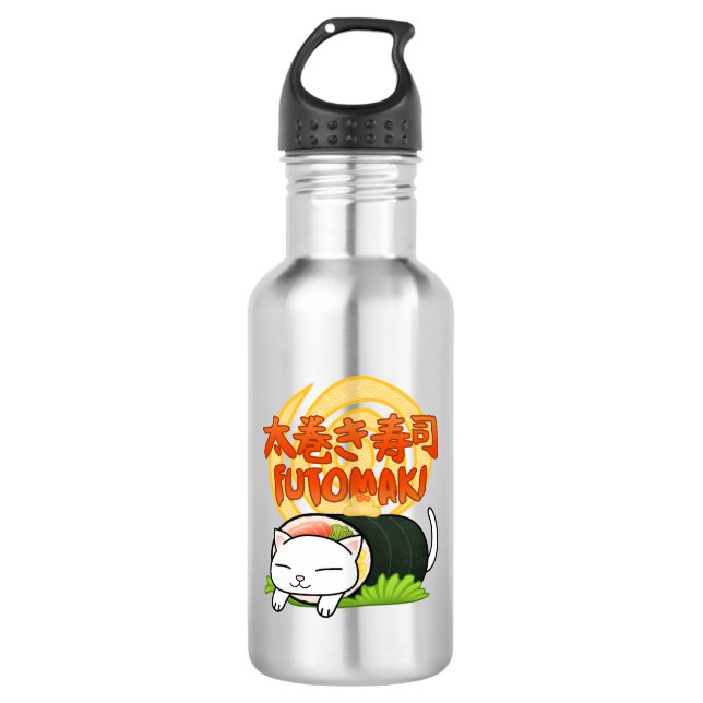 Futomaki Sushi Cat Edelstahlflasche (Vorderseite)
