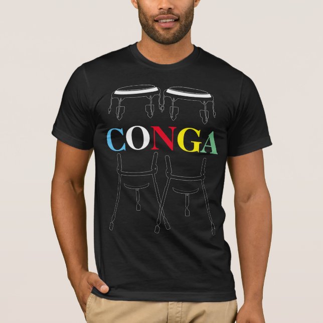 Fûts Conga et T-shirt noir texte (Devant)